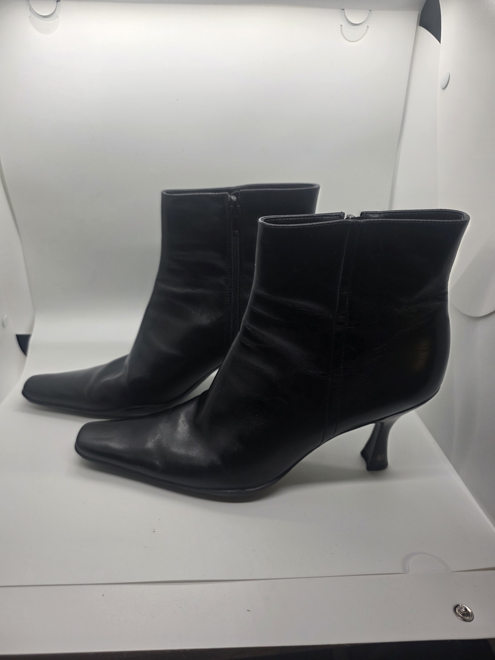 BCBGirls Black Pointed Toe Leather Ankle Boots